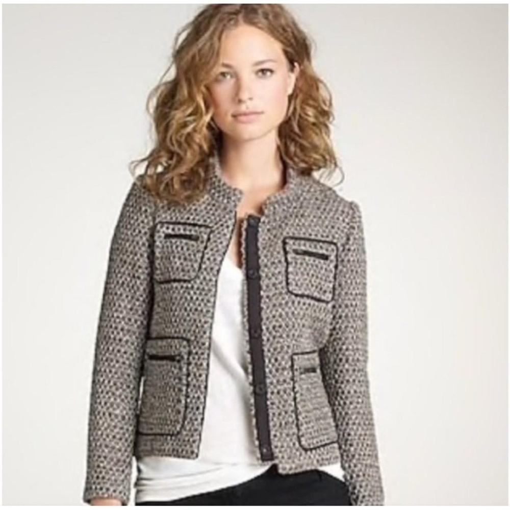 J Crew Gilded Tweed Lady Jacket Womens Size 6 Patterned Texture Trim Chic